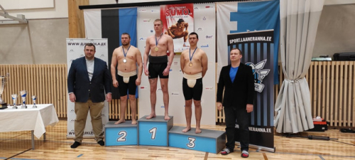 Sumo Eesti meistrivõistluste autasustamine (kehakaal -100 kg)